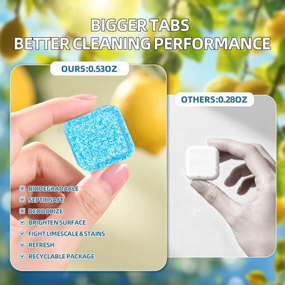 Toilet Bowl Cleaner Tablets 30 Big Pack Fast Dissolve Plastic-free Powerful Clean Septic Safe Deodorize Remove Rust & Stains Bathroom Cleaner Lemon Scent