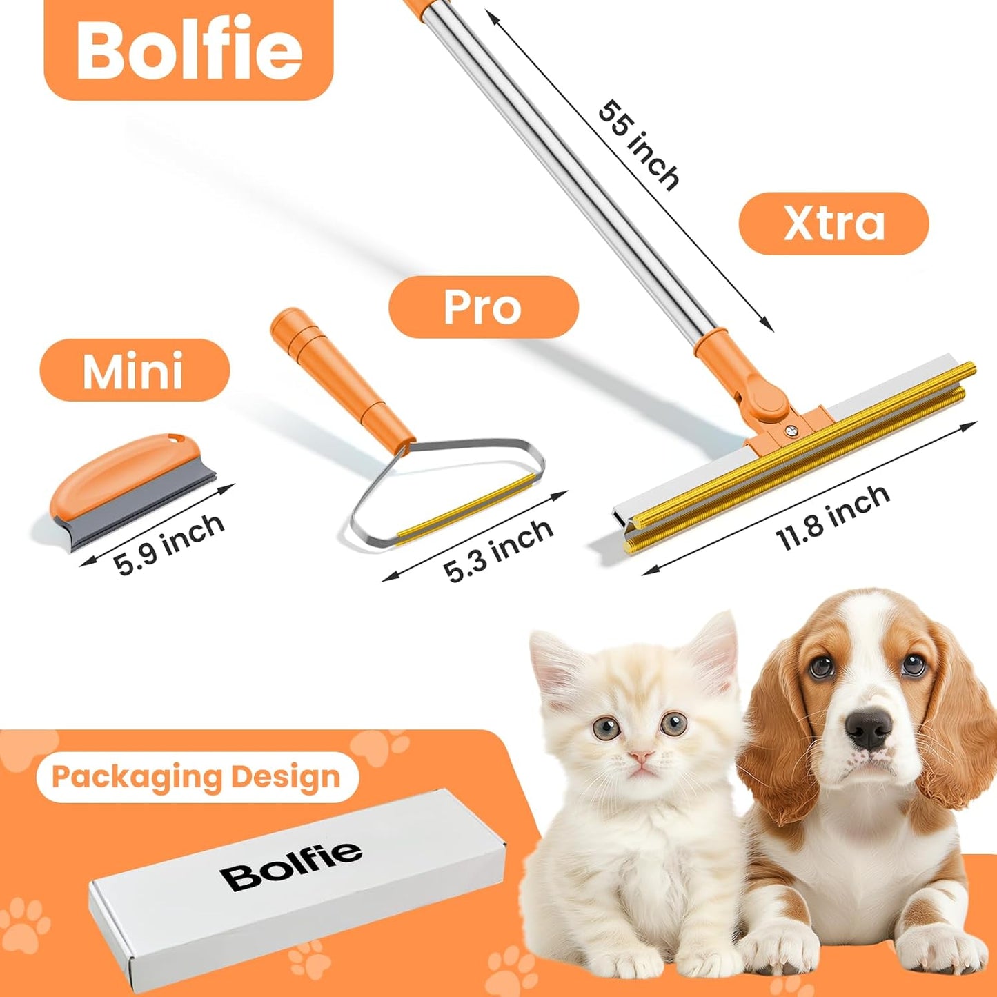 3 in 1 Carpet Rake for Pet Hair Removal, Tool Set of 3, 55” Long Handle Carpet Pet Hair Removal Carpet Scraper Dog Cat Hair Remover for Sofa, Couch, Car, Rug