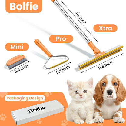 3 in 1 Carpet Rake for Pet Hair Removal, Tool Set of 3, 55” Long Handle Carpet Pet Hair Removal Carpet Scraper Dog Cat Hair Remover for Sofa, Couch, Car, Rug