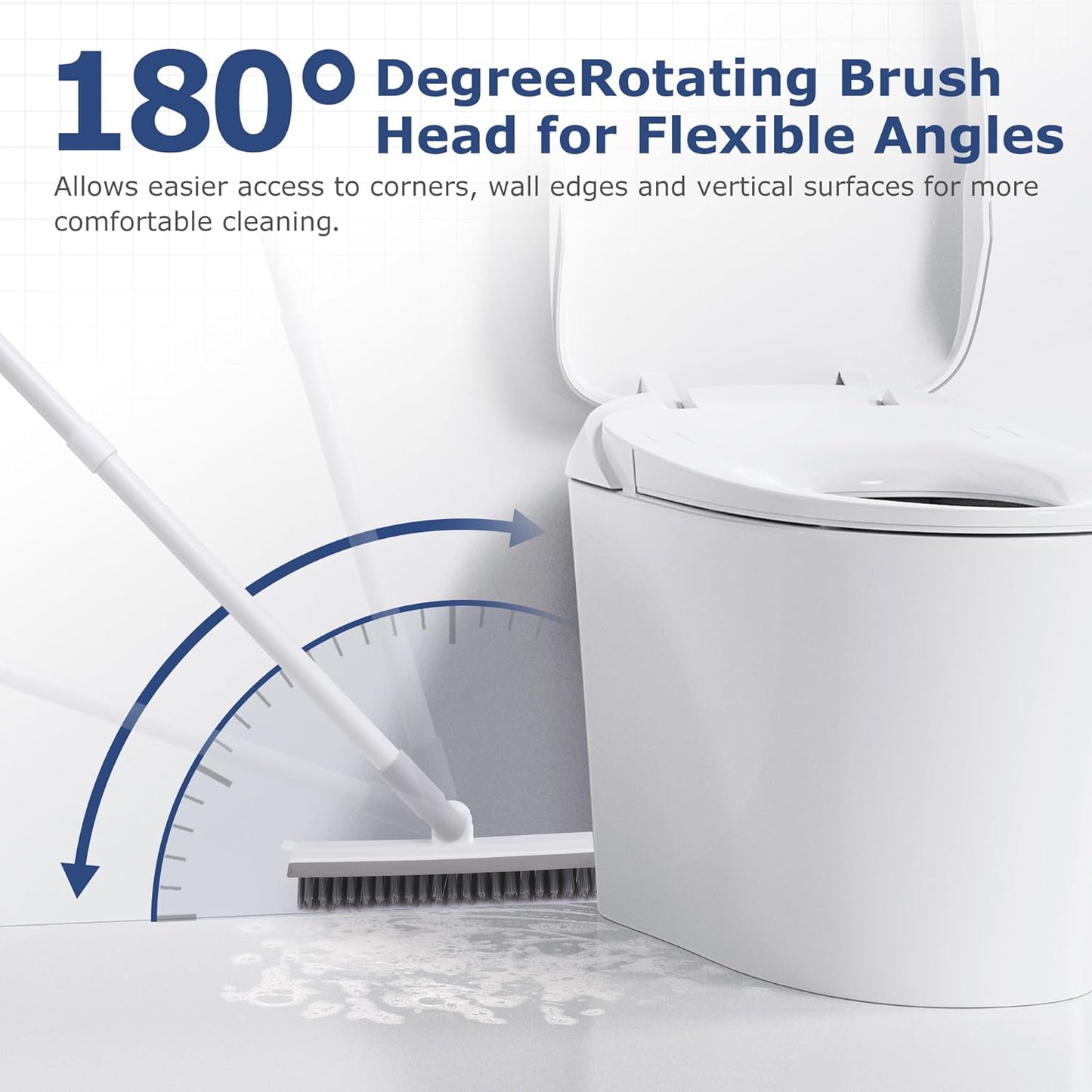 IVYROLL Grout Brush with Long Handle, Grout Cleaner Brush for Tile Floors, Stiff Bristles for Crevice, Tile Line, Shower, Kitchen, Bathroom