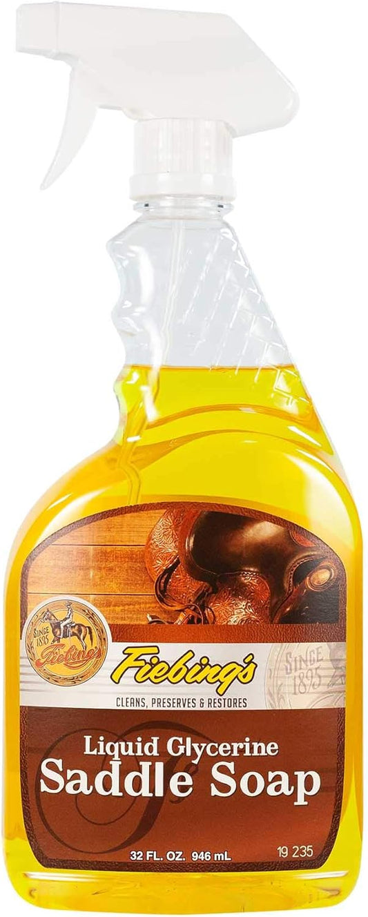 Fiebing's Liquid Glycerine Saddle Soap for Leather (32 oz) - Smooth Leather Cleaner & Conditioner to Soften, Protect & Restore Leathercraft - for Car Seat, Couch, Shoe, Purse, Boot, Bag, & Saddles