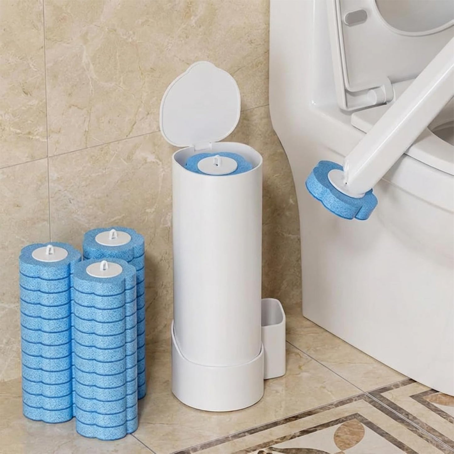 48 Count Disposable Toilet Brush Refill Pads, Disposable Toilet Bowl Wand Refills, Toilet Cleaning Refills, Toilet Scrubber Refills, Brush Head Replacement