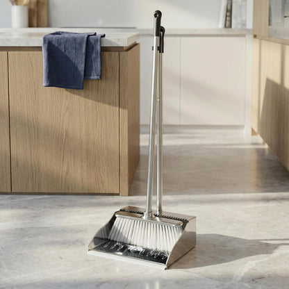 Indoor Soft Bristles Broom and Dustpan Angle Sweeping Dustpan and Broom with Long Handle for Kitchen Hardwood Floor Cleaning (Broom and Dustpan)