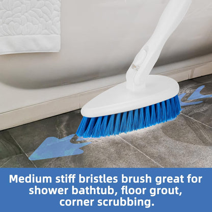 Qaestfy Shower Scrubber Cleaning Brush Combo Bath Tub Tile Cleaner Scrubber Brush with 51'' Adjustable Long Handle Scrub Brush for Bathroom Shower Bathtub Wall Mop Cleaning Scrubbing
