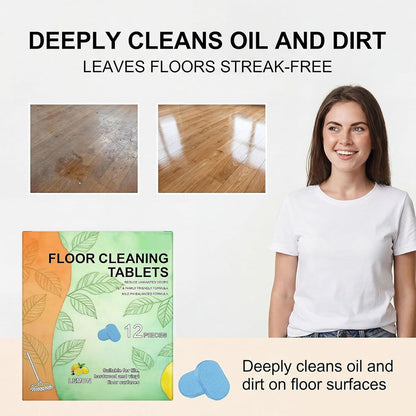 12pcs Floor Cleaner Tablets Hard Floor Cleaner Tablets, Pre-Measured Dissolvable Cleaning Solution for Tile, Vinyl, Compatible with Robot Mops & Wet/Dry Vacuums Cleaner lemon Scent
