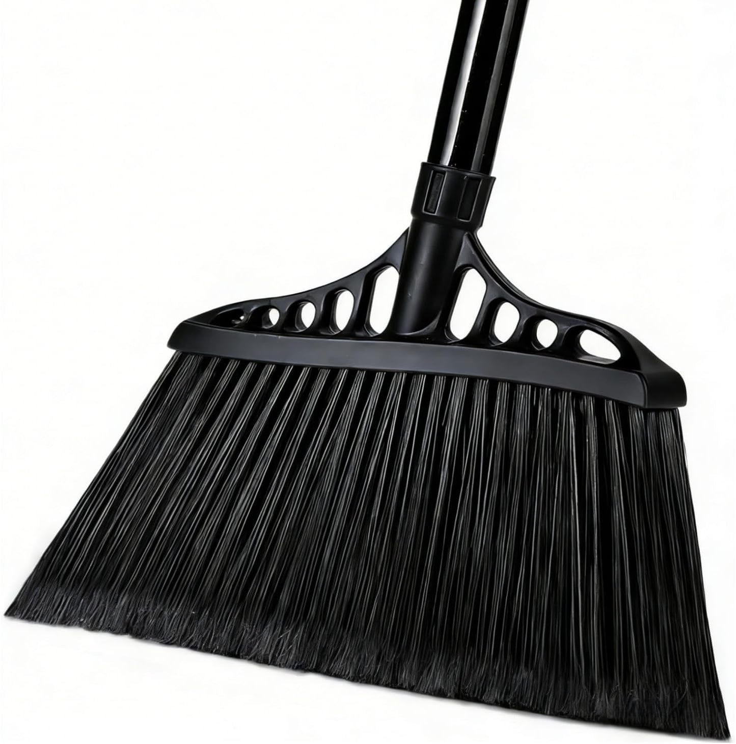 Tiumso 3-Pack Heavy Duty Broom, Commercial Broom with 55" Long Handle Outdoor Indoor, Industrial Brooms for Sweeping Garage Concrete Courtyard Patio Home Kitchen Office - All Black