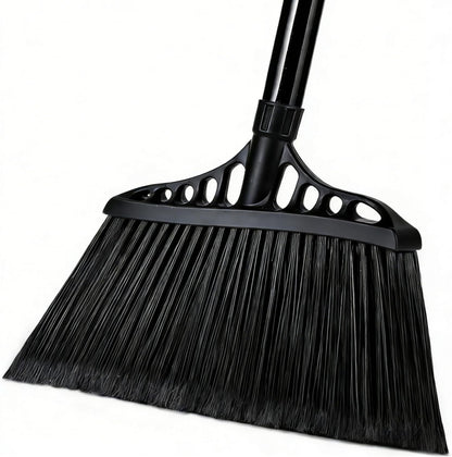 Tiumso 3-Pack Heavy Duty Broom, Commercial Broom with 55" Long Handle Outdoor Indoor, Industrial Brooms for Sweeping Garage Concrete Courtyard Patio Home Kitchen Office - All Black