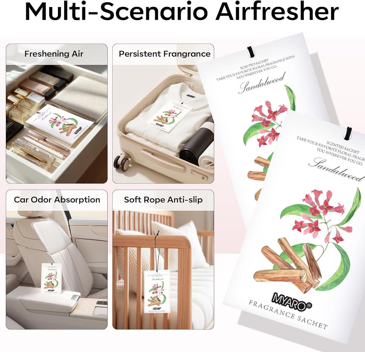 MYARO 12 Pack Fresh Linen Scented Sachets for Drawer, Closet & Car Air Freshener Bags | Odor Eliminator & Fabric Refresher | Crisp, Clean Home Fragrance Gift Set