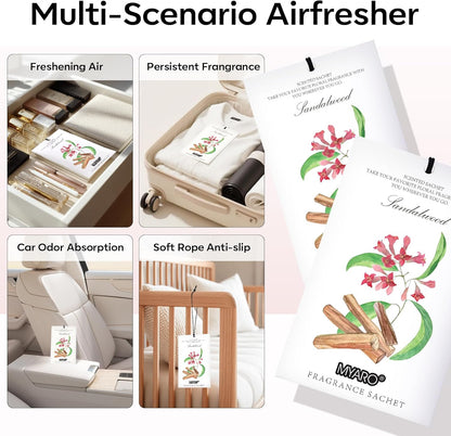 MYARO 12 Pack Fresh Linen Scented Sachets for Drawer, Closet & Car Air Freshener Bags | Odor Eliminator & Fabric Refresher | Crisp, Clean Home Fragrance Gift Set