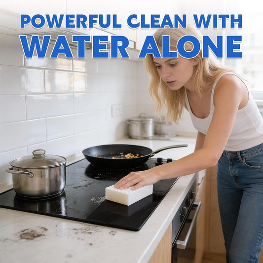 Glass Cooktop Cleaner Sponge, 10 Pack GRS Certified Stove Top Cleaner 2X Density Magic Melamine Sponge Eraser, Extra Durable & Long Lasting, for Kitchen Glass Marble Ceramics Top Daily Cleaning