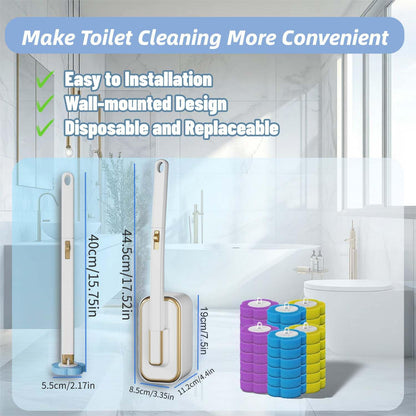 Disposable Toilet Brush,Toilet Bowl Brush with Holder,36 Refills Toilet Bowl Cleaner,Toilet Cleaning Supplies,Wall Mounted Toilet Wand Brush Kit for Cleaning and Bathroom Maintenance