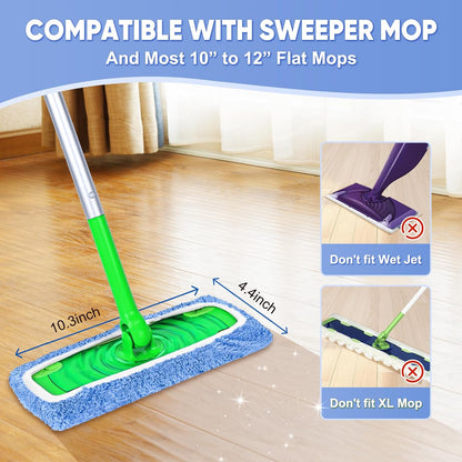 6-Pack Reusable Mop Pads Compatible with Sweeper Mop - 100% Coral Fleece Washable Refills - Microfiber Dry & Wet Sweeping Cloths for Multi-Surface/Hardwood Floor Cleaning