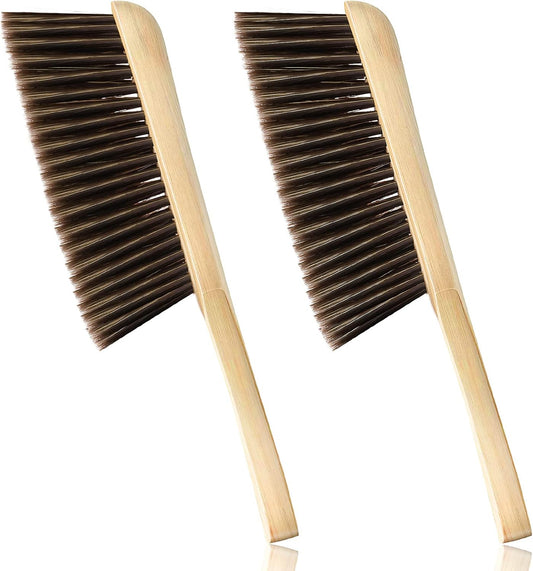 Patelai 2 Pieces Wooden Bench Brushes Fireplace Brush Natural Fiber Bench Soft Bristles Long Wood Handle Dust for Hearth Tidy Car Home Workshop Woodworking(Gray)