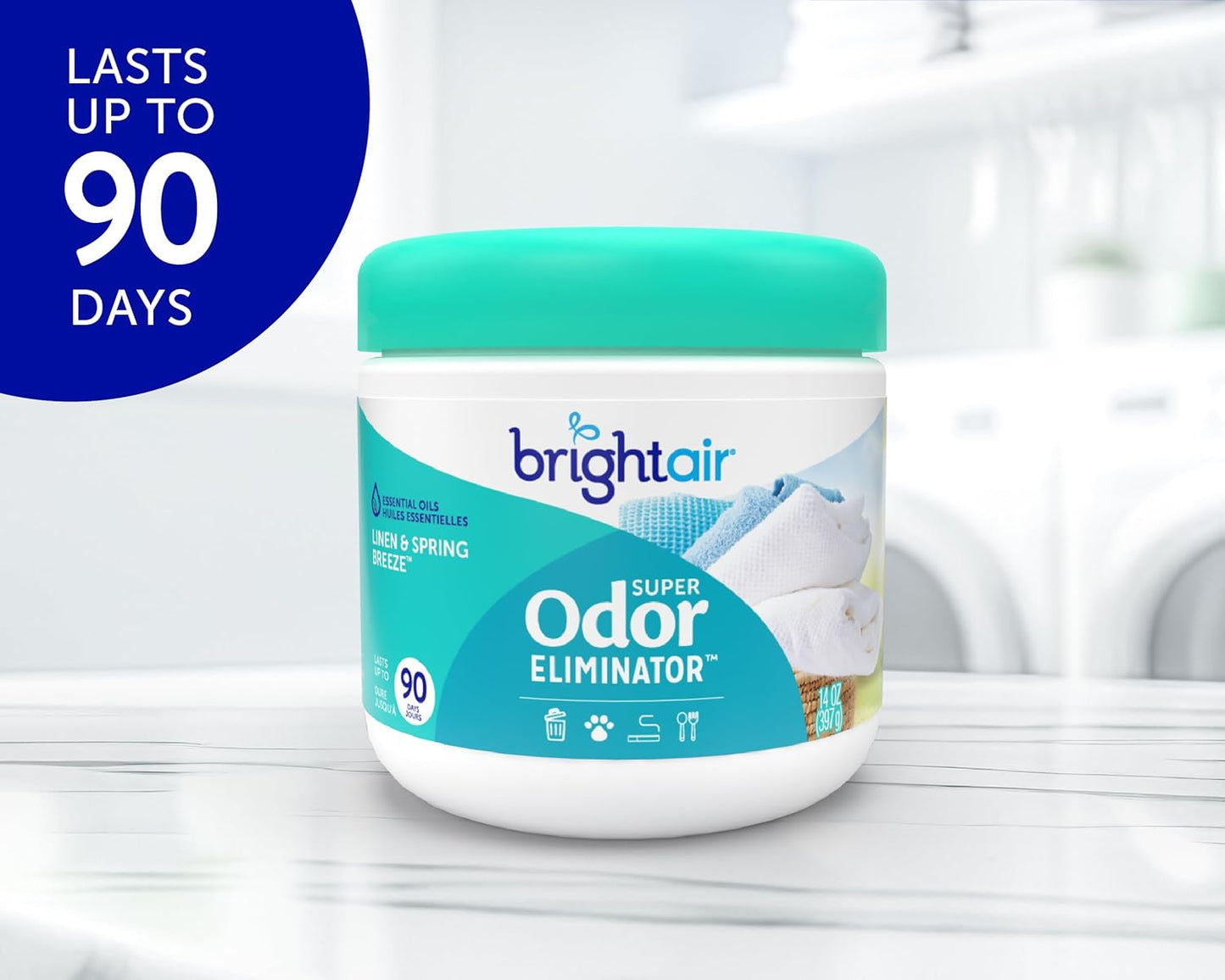 Bright Air 14 oz. Super Odor Eliminator, For Medium-Size Spaces, Cool & Clean Scent, Case of 6,Air Freshener, Natural Essential Oils, Lasts Up to 90 Days Each