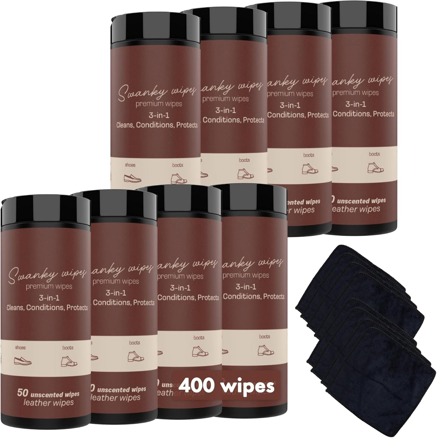Swanky Leather Wipes - Leather Cleaner and Conditioner for Purses, Shoes, Furniture Polish & Car Seats, Prevents Fading & Cracking, Restores Softness & Shine - Soft Wipes, 30 Count