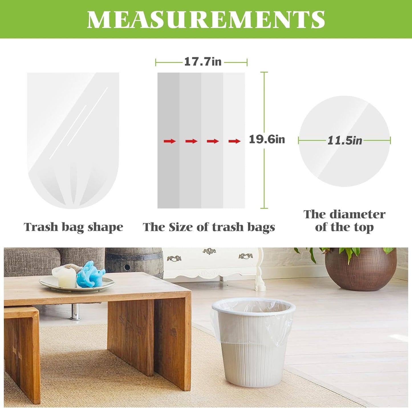 Teivio Large Clear Trash Bags 55-60 Gallon 20 Counts Fit 50,55,60,Gal All Purpose Garbage Bags, Extra Large Lawn and Leaf Bags Outdoor Trash Can Liner, Drum Liners, Workshops, Backyard
