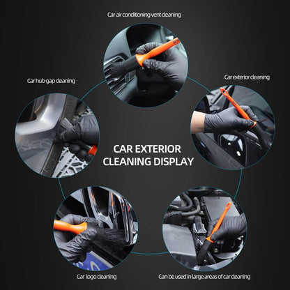 SPTA Car Detailing Brush Set, 5 Pack Soft Mixed Hair Auto Detail Brush Kit No Scratch for Automotive Elegant Surface Interior Exterior Dashboard Emblems Panels Engine Bay Wheels Air Vent Seat Leather