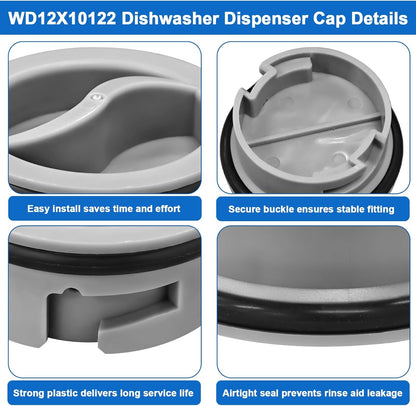 WD12X10122 Dishwasher Rinse Aid Dispenser Cap Compatible with GE Dishwasher, Replaces WD12X10102 WD12X10200 PS958932 EAP958919 1PCS