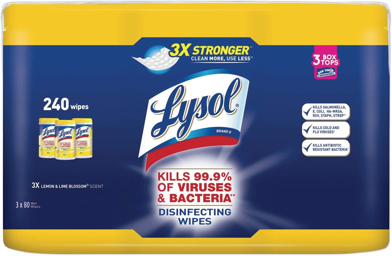 Lysol Disinfecting Wipes Value Pack, Lemon and Lime Blossom, 240 Count (Pack of 2)