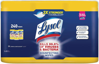 Lysol Disinfecting Wipes Value Pack, Lemon and Lime Blossom, 240 Count (Pack of 2)