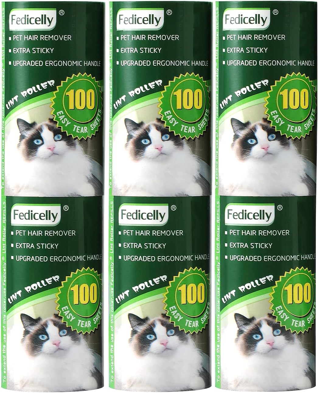 Fedicelly Lint Rollers Pet Hair Extra Sticky Furniture,Cat Dog Hair Remover Laundry Clothes Carpet,Total 200 Sheets Lint Remover Brush for Couch