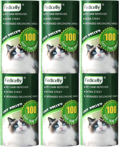 Fedicelly Lint Rollers Pet Hair Extra Sticky Furniture,Cat Dog Hair Remover Laundry Clothes Carpet,Total 200 Sheets Lint Remover Brush for Couch