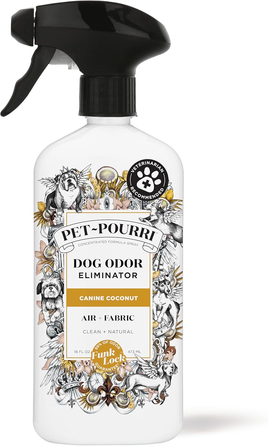Pet-Pourri Pawsitively Fresh Pet Odor Deodorizer Spray, 16 Fl Oz, Up to 800 Uses, Air + Fabric Odor Remover with Essential Oils & Plant Based Ingredients, Vet Recommended, Pineapple, Jasmine & Pear