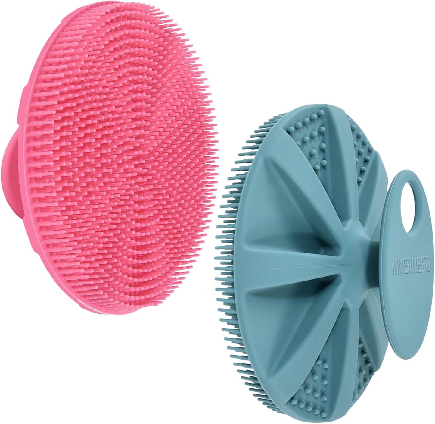 INNERNEED Food-Grade Soft Silicone Body Scrubber Shower Brush Handheld Cleansing Skin Brush, Gentle Exfoliating and Lather Well (Black)