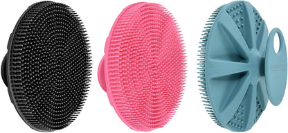 INNERNEED Food-Grade Soft Silicone Body Scrubber Shower Brush Handheld Cleansing Skin Brush, Gentle Exfoliating and Lather Well (Black)