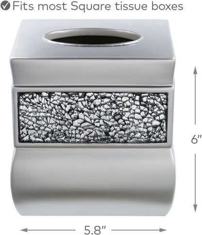 Creative Scents Crackled Glass Toilet Brush with Holder - Silver Toilet Bowl Cleaner Brush and Holder - Good Grip, Deep Cleaning, Decorative Design Compact Toilet Bowl Scrubber
