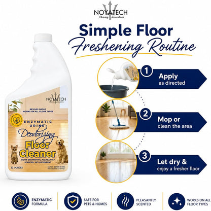 NOYATECH Pet Floor Cleaner for Mopping – Enzyme Urine & Odor Eliminator – Safe for Hardwood, Tile, Laminate & Grout – Dog & Cat Pee Concentrate, 32 oz