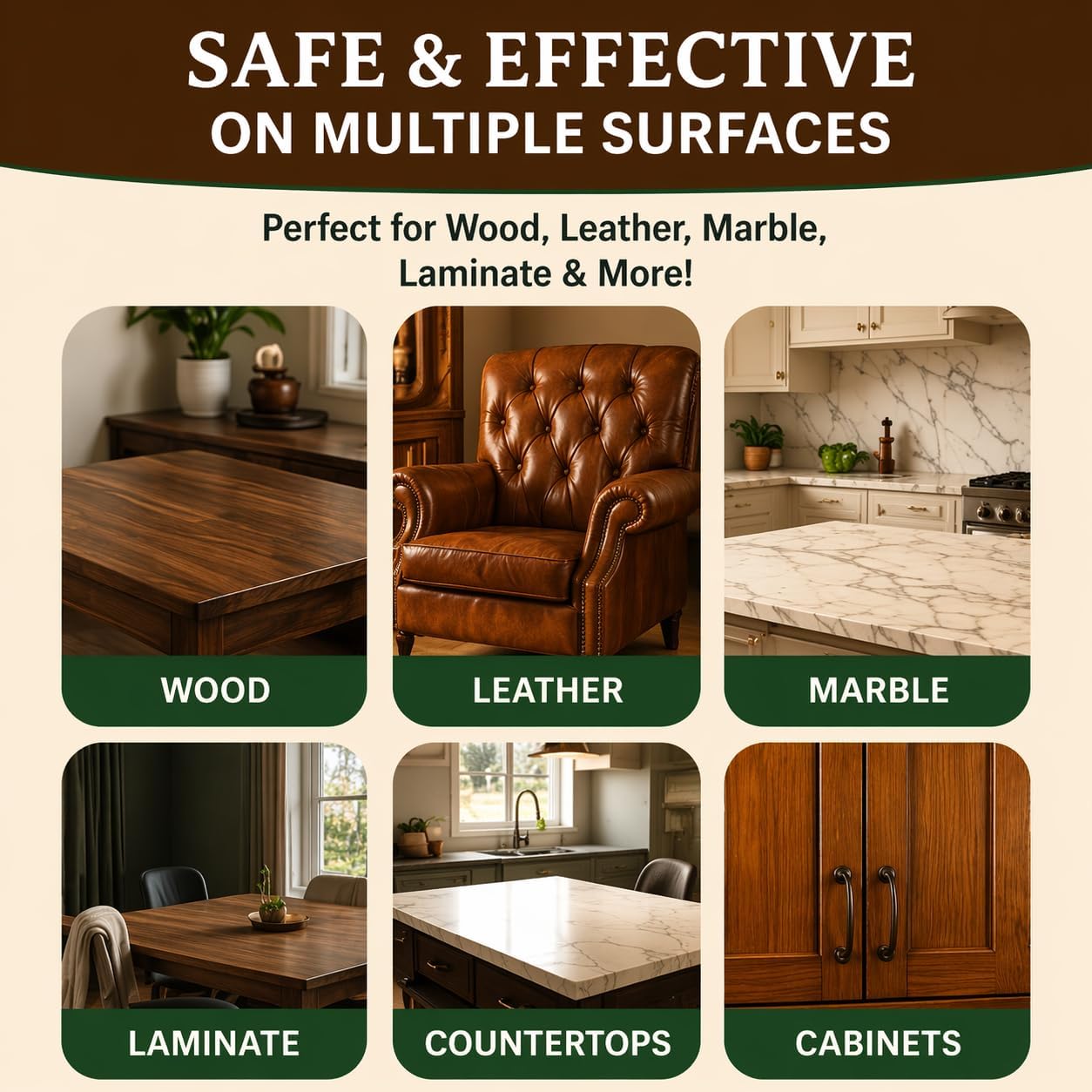 Lence Furniture Balm – All-in-One Wood Scratch Repair, Polishing & Multi-Surface Cleaner for Home & Countertops - Includes Application Brush(1pcs)