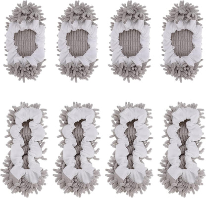 8 Pcs Mop Slippers Socks Floor Cleaning,Microfiber Shoe Covers dust Washable Reusable for Woman Man House Kitchen (Dark Grey)