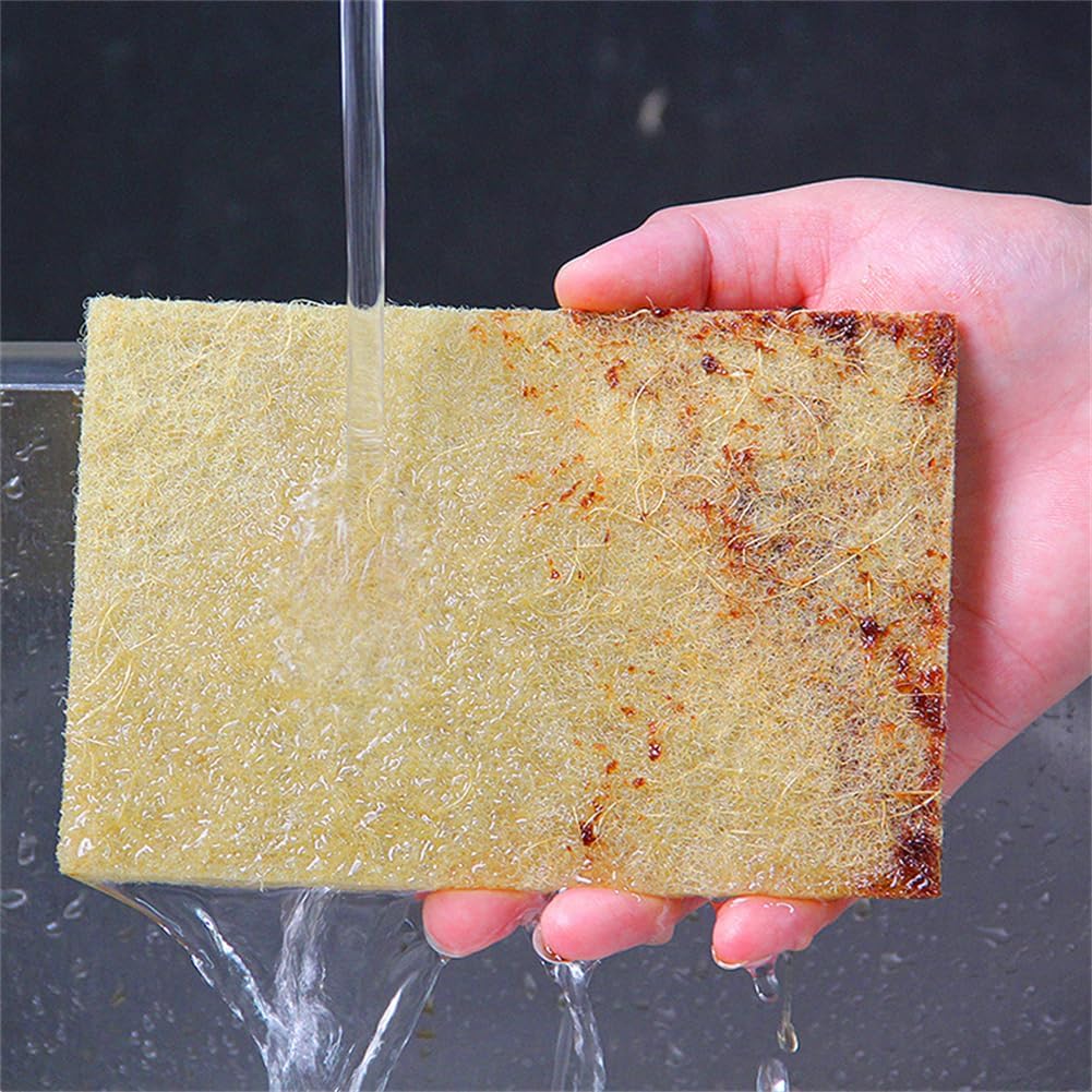 Natural Scouring Pads Biodegradable Scrubbing Pads for Kitchen Cleaning, Dishes, and Pots - Sisal hemp Fiber Scrub Pads for Dishes - Non Scratch Scouring Pads for Pots and Pans (10 Pack)