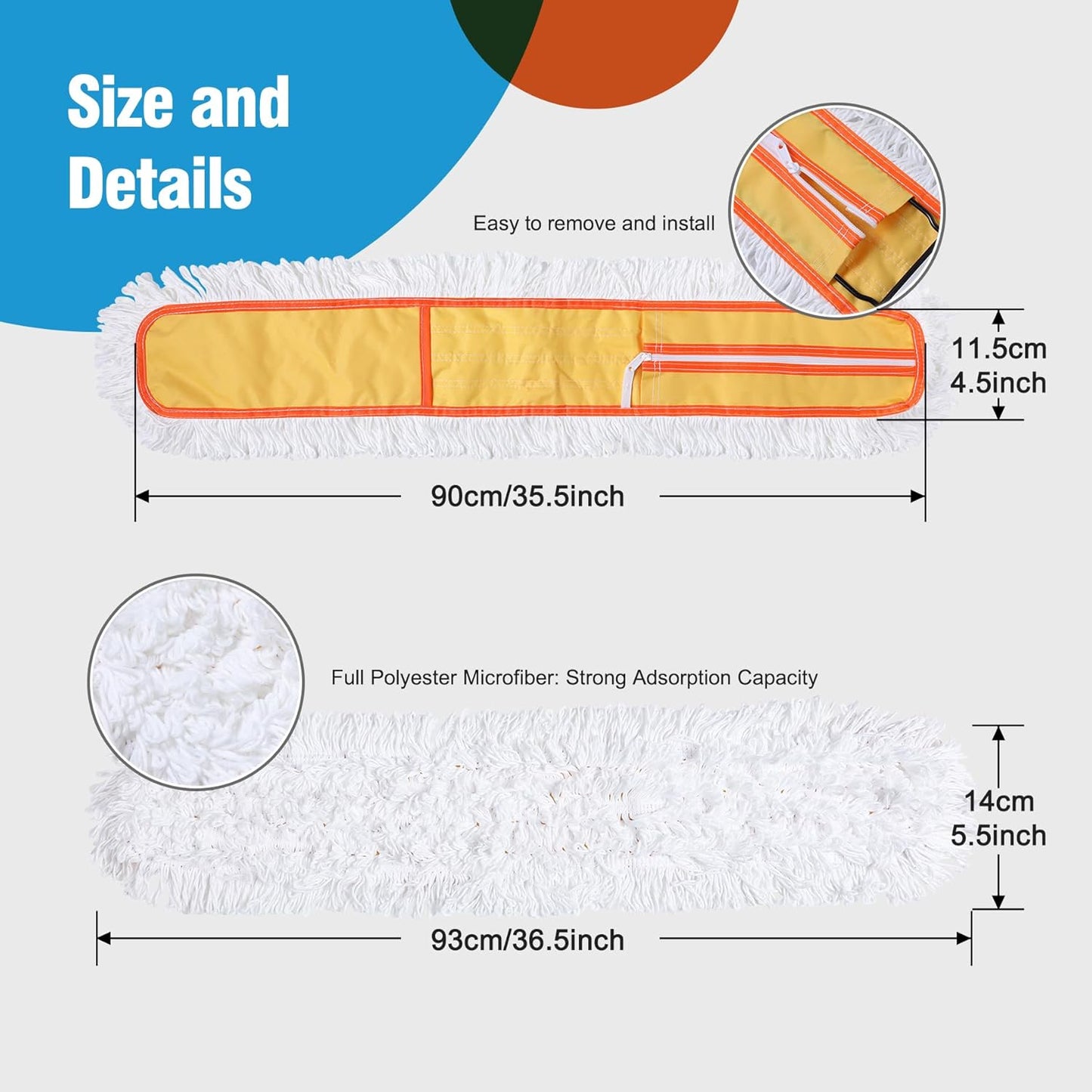 36" Microfiber Mop Pads 2 Pieces Just Fit CLEANHOME Industrial Dust Mop: B08R3F1ZZM,Green