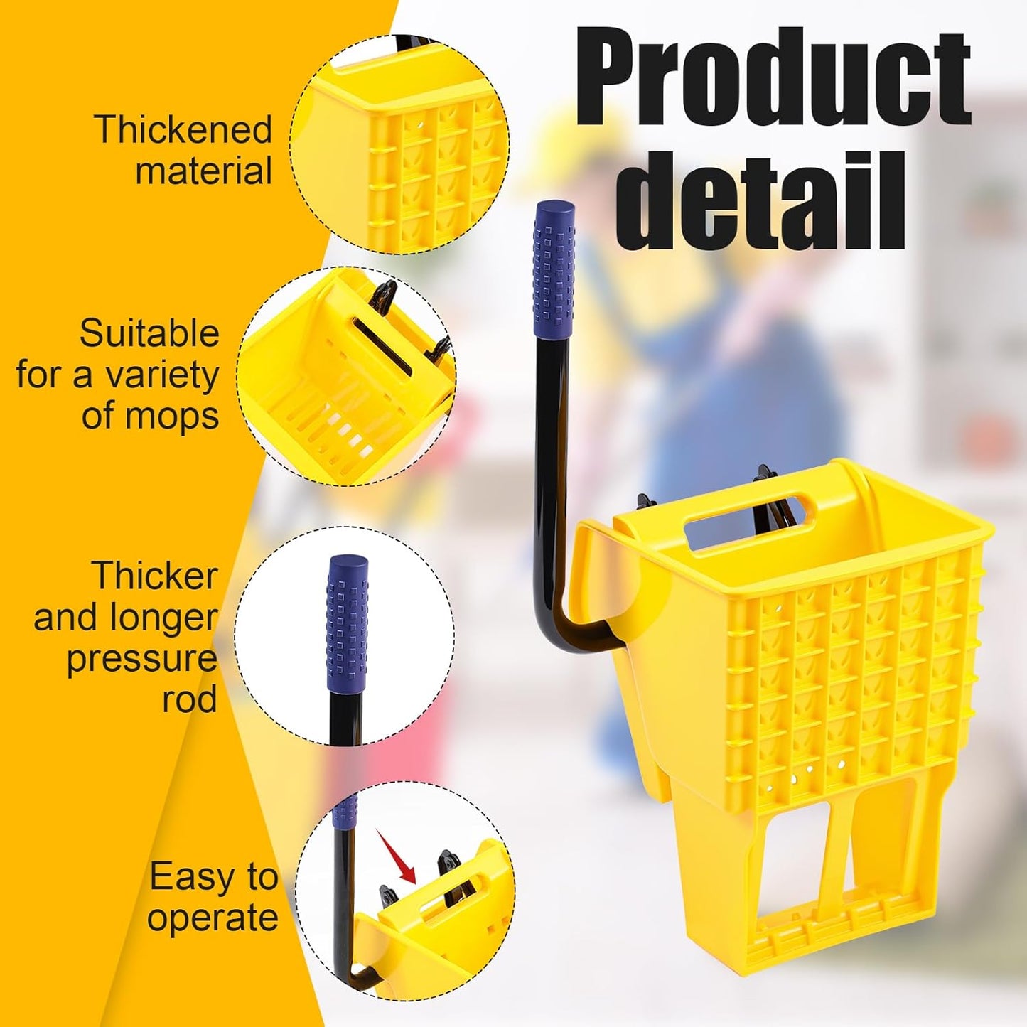 Sasylvia Yellow Mop Wringer Replacement Down Press Mop Bucket Wringer Industrial Cleaning Accessories for Commercial Floor Mopping Buckets Restaurant Supplies, 26quart or 33 Quart(Down Press)