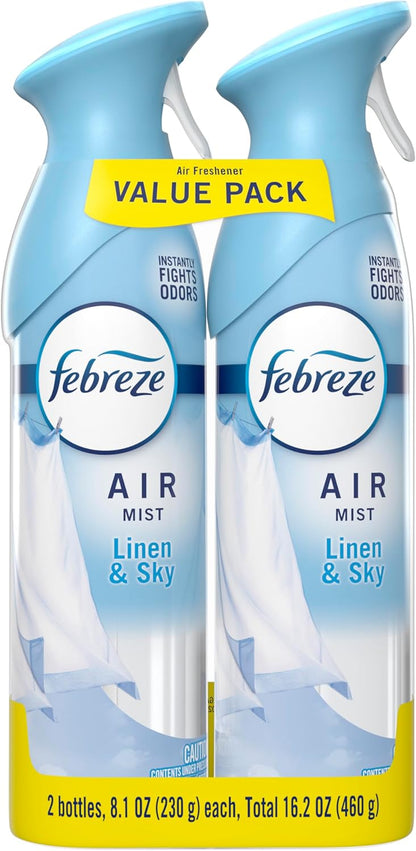 Febreze Air Mist Air Freshener Spray, Odor-Fighting Room Spray, Air Fresheners for Home and Bathroom and Kitchen, Aerosol Can, Downy April Fresh Scent, 8.8oz (Pack of 2)