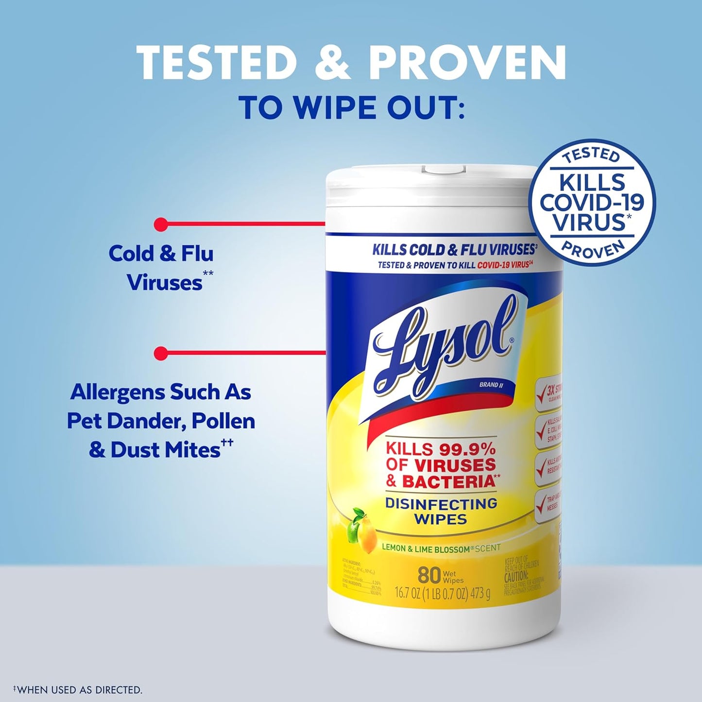 Lysol Disinfectant Wipes, Dorm Room Essentials, Multi-Surface Antibacterial Cleaning Wipes, For Disinfecting and Cleaning, Crisp Linen, 80 Count