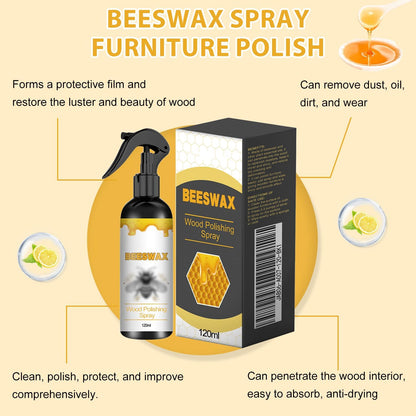 2Pcs Natural Beeswax Care Spray & Restorer, 2025 New Bees Wax Furniture Polish and Cleaner, Beeswax Furniture Polish for Wood, For Living Room, Kitchen, Leather and Furnitures Polishs - 120 ML