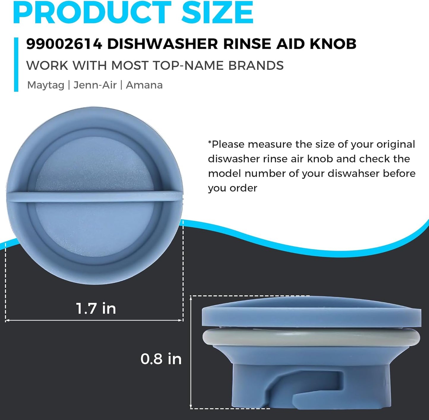 2026 Upgraded 99002614 Dishwasher Rinse Aid Dispenser Cap WP99002614 Fit for Maytag Dishwasher Replaces 1011937 AP4114275 PS2099962 EAP2099962 By Romalon