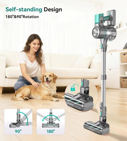 S10 Cordless Vacuum Cleaner, 55Kpa 60mins Lightweight Stick Vacuum with Powerful Suction for Home, Rechargeable, Self-Standing, Handheld Vacuum Cleaners for Hardwood Floors, Carpets, Violet