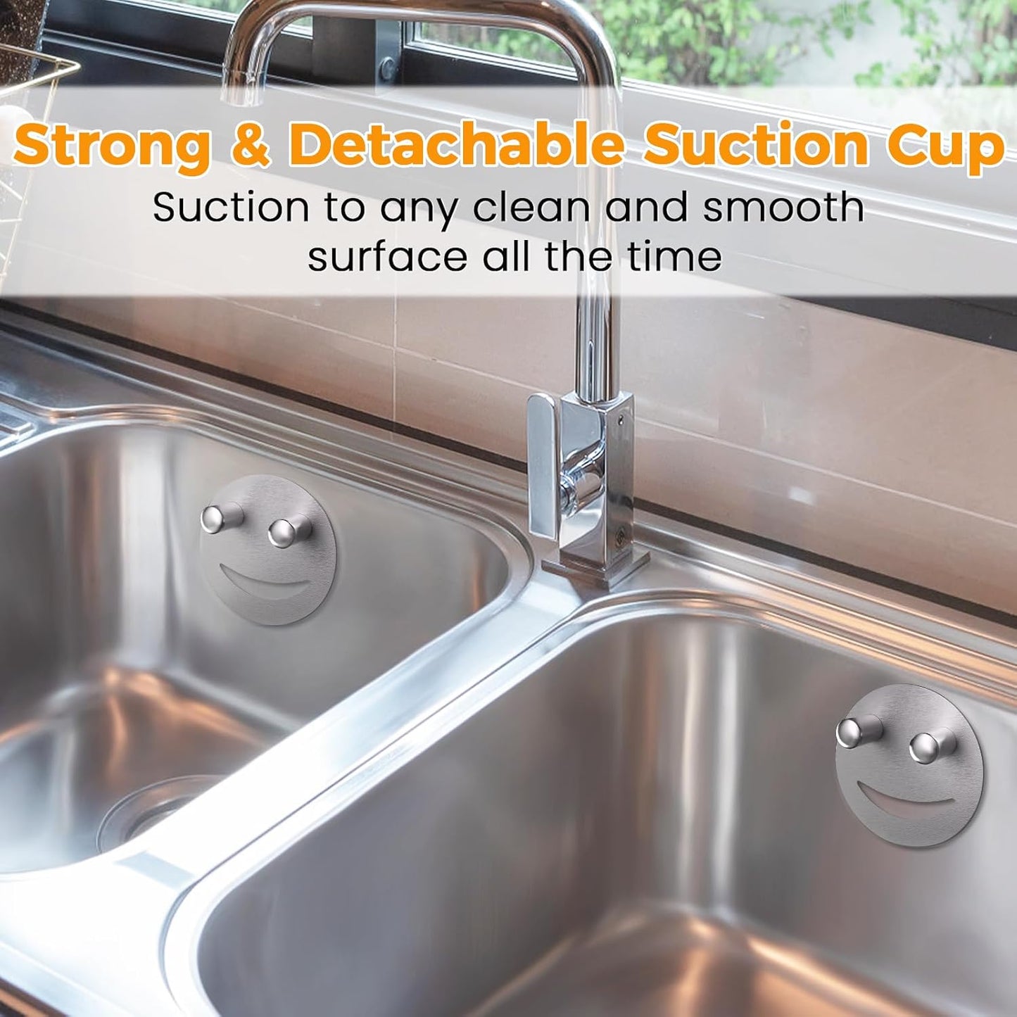 Semcide Sponge Holder, Stainless Steel Sink Caddy w/Suction Cup Installation, Sponge Organizer for Kitchen/Bathroom Sink, Self Draining, Dishwasher Safe for Holding Sponges, Silver(1-Pack)