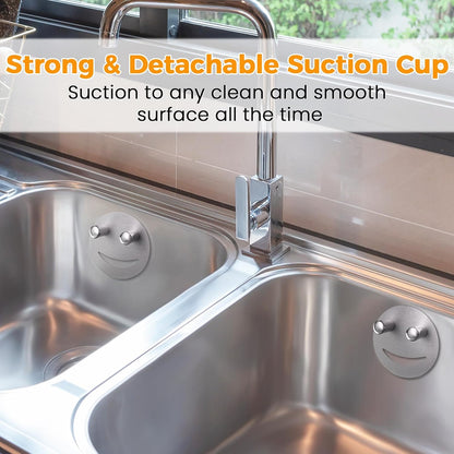 Semcide Sponge Holder, Stainless Steel Sink Caddy w/Suction Cup Installation, Sponge Organizer for Kitchen/Bathroom Sink, Self Draining, Dishwasher Safe for Holding Sponges, Silver(1-Pack)