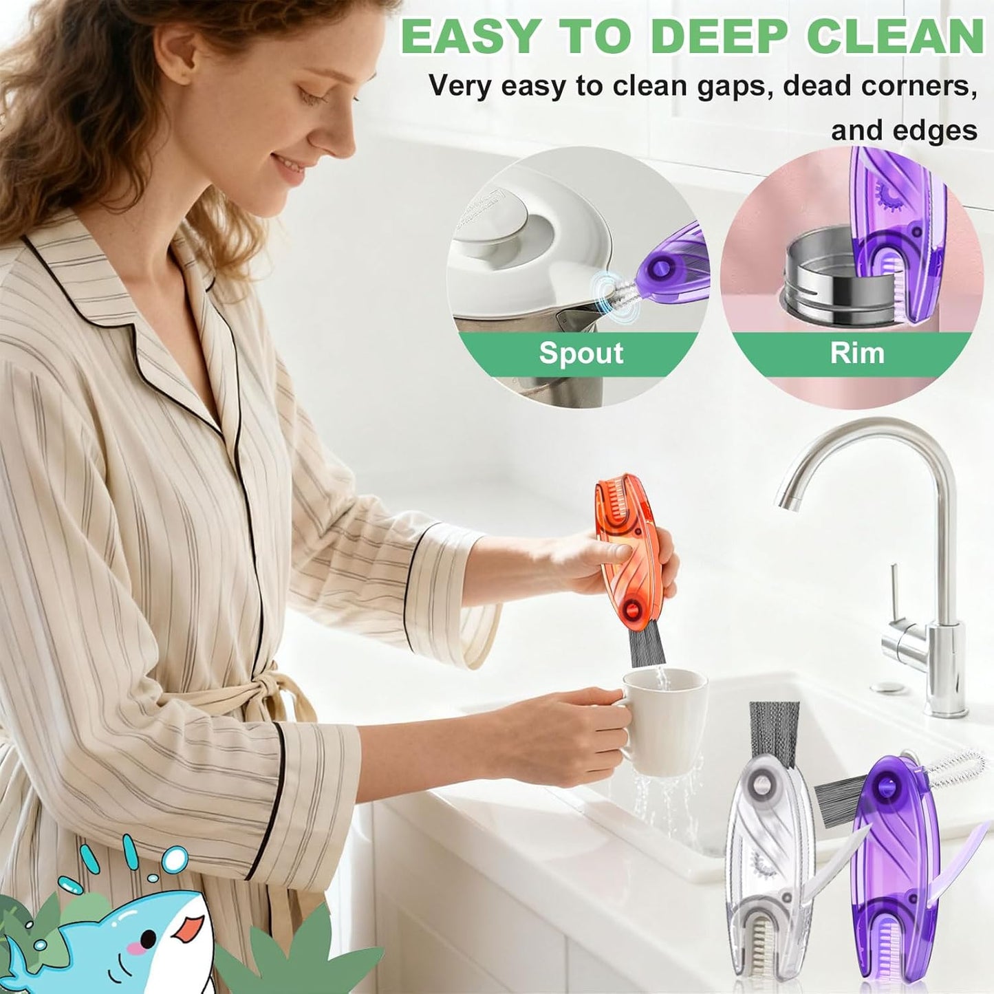 3 in 1 Cup Lid Cleaning Brush, Multifunctional Gap Cleaning Brush, Home Kitchen Crevice Brush, Portable Bottle Cleaner Brush for Cleaning Tight Spaces, Bottle Gaps, Travel Mug Caps(3 PCS)