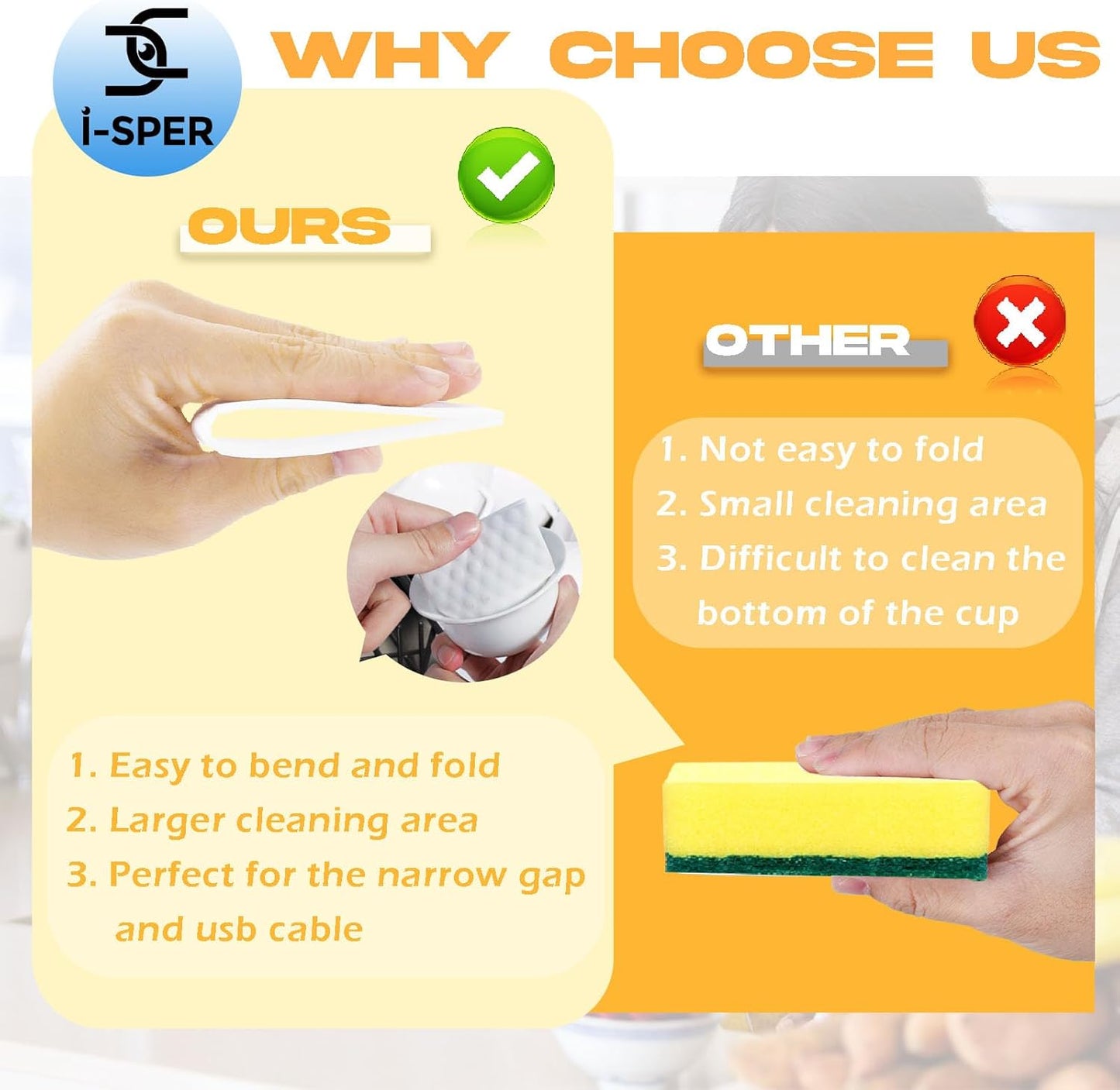 60 PCS Magic Sponge Eraser Sheets, Reusable Upgrade Convex Point Scrub Pad Singles Eraser Cleaning Sponge Portable Thin Nano Wipes for Kitchenware Furniture Faucets Hard-to-Reach Places