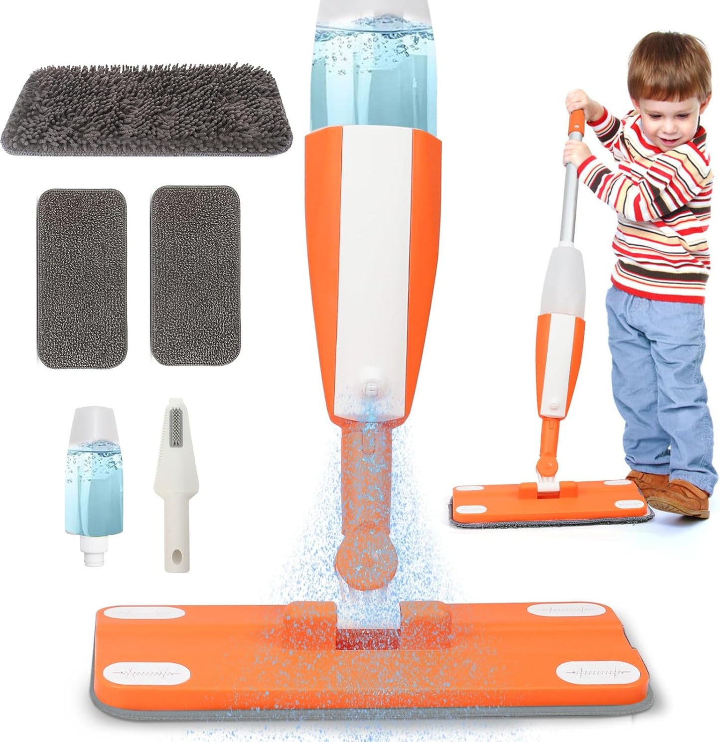 Ancaixin Kids Spray Mop, Montessori Kids Cleaning Toy Set, Real Working Toddler Cleaning Set with Water Sprayer, Mini Pretend Play Housekeeping Toys Birthday Gifts for Boys and Girls Ages 3+