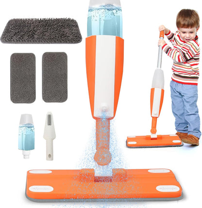 Ancaixin Kids Spray Mop, Montessori Kids Cleaning Toy Set, Real Working Toddler Cleaning Set with Water Sprayer, Mini Pretend Play Housekeeping Toys Birthday Gifts for Boys and Girls Ages 3+