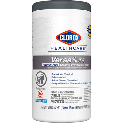 CLOROX Healthcare VersaSure Cleaner Disinfectant Wipes, 6" x 5", 150 Count Canister (Package May Vary)