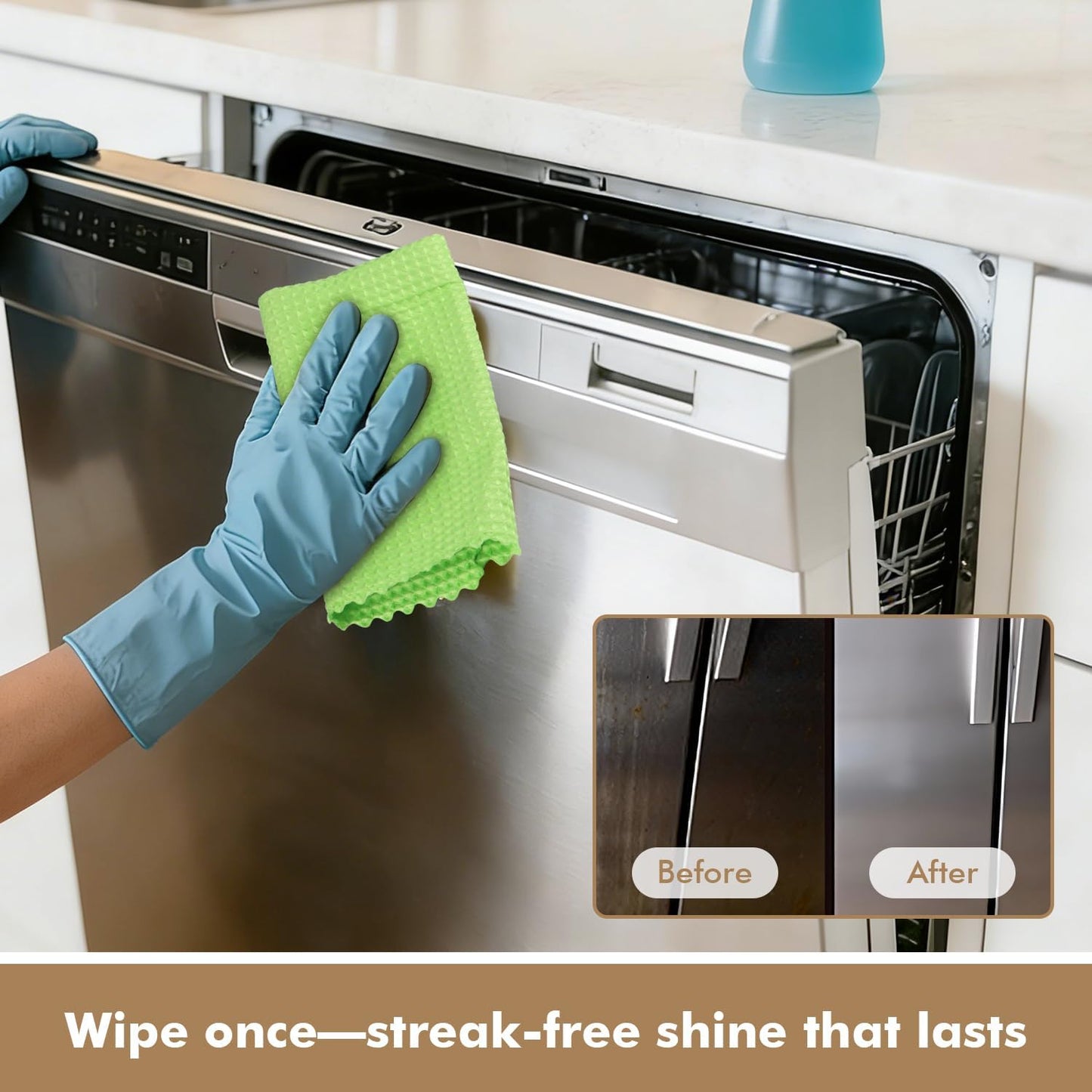 AIDEA Microfiber Glass Cleaning Cloth, 8PK, Premium Microfiber Glass and Window Cleaner, Lint Free Magic Cleaning Cloths for Glass, Windows, Windshields, Mirrors, Stainless Steel, 12"x12"