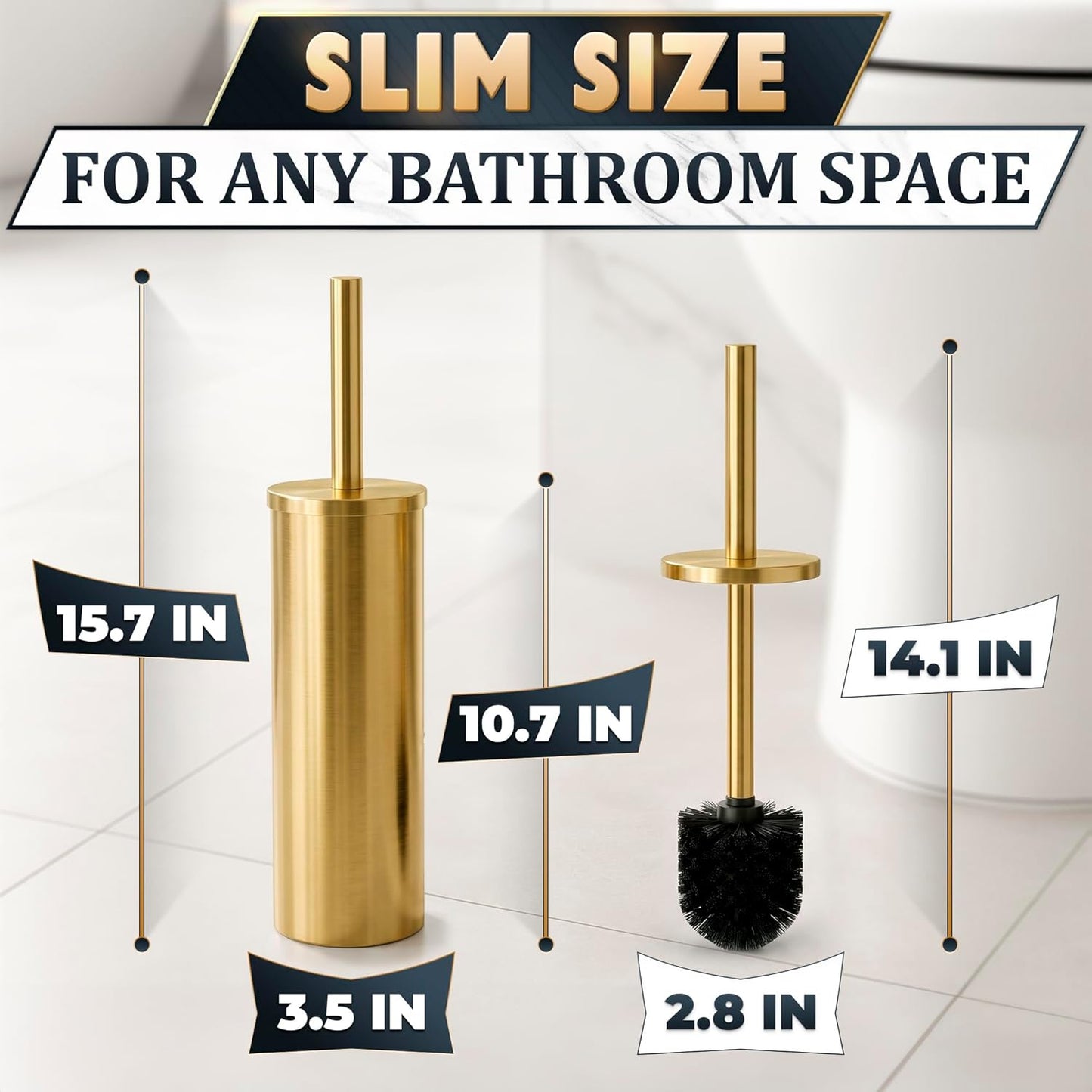 Stylish Stainless Steel Toilet Brush and Holder Set - Silver Toilet Bowl Brush and Holder with Splash Cover, Sturdy Bristles, Corrosion & Scratch Resistant - Elegant Design, Effective Deep Cleaning